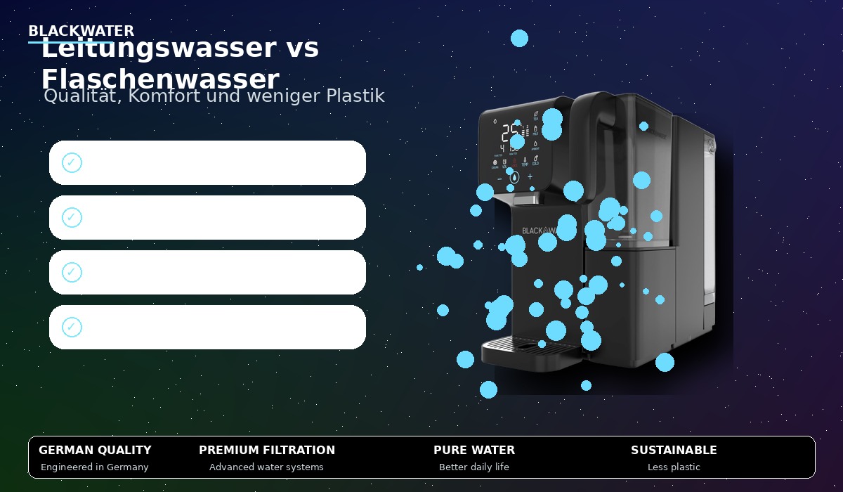 Premium Wasserfilter ersetzt Flaschenwasser in der Küche